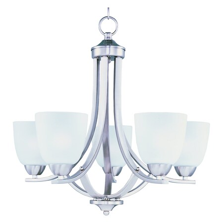 Maxim Five Light Satin Nickel Frosted Glass Up Chandelier 11225FTSN